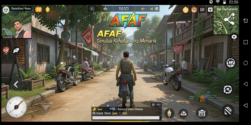 Tampilan gameplay menarik AFAF dengan aktivitas kehidupan karakter.