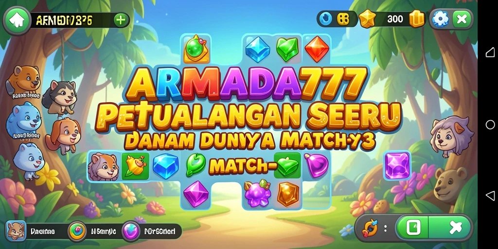 Gameplay seru ARMADA777 saat mencocokkan objek dalam permainan match-3.