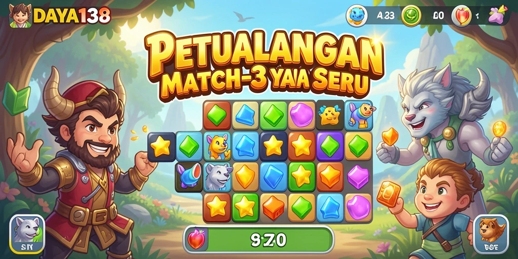 Tampilan gameplay seru dari DAYA138 dengan kombinasi Match-3.