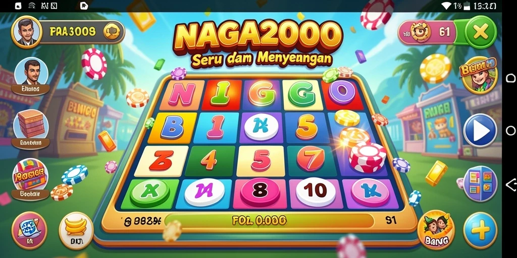 Tampilan gameplay seru dalam NAGA2000 dengan kartu Bingo.
