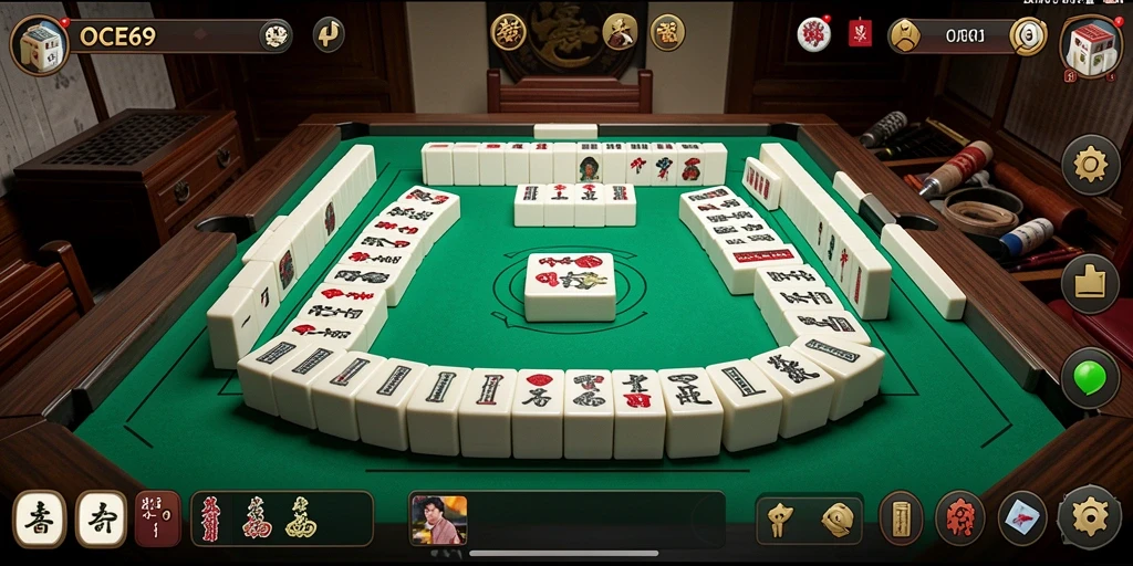 Tampilan menarik gameplay Mahjong OCE69 dengan berbagai ubin warna-warni.